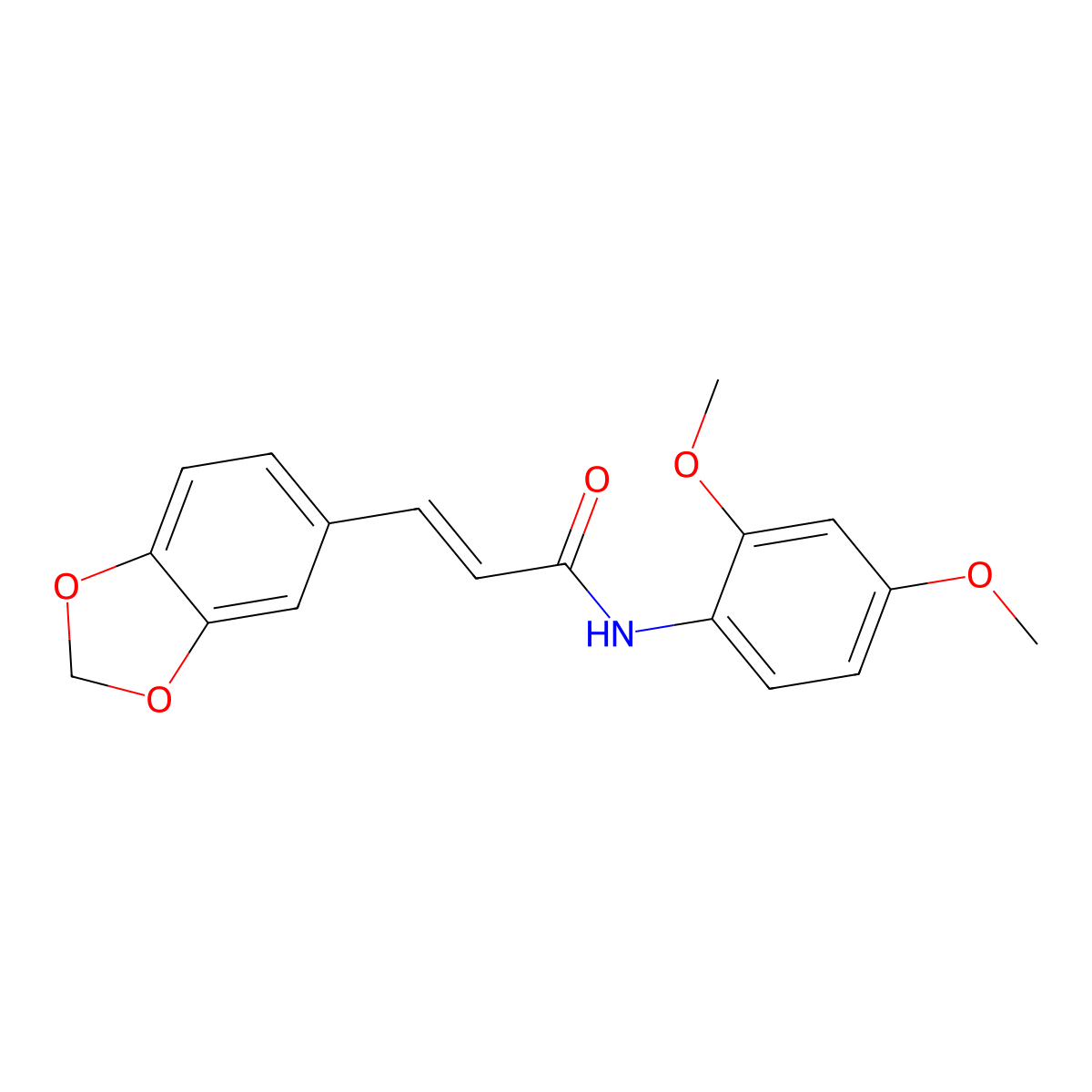 3-(1,3-benzodioxol-5-yl)-N-(2,4-dimethoxyphenyl)prop-2-enamide molecular structure, CAS 298215-63-1