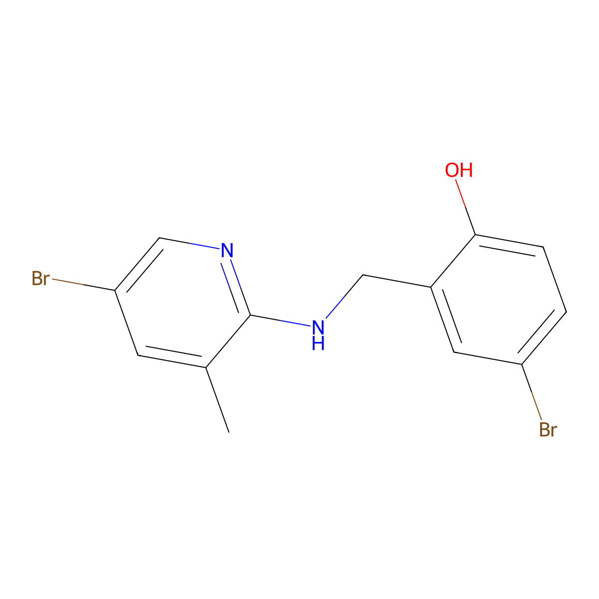 4-Bromo-2-{[(5-bromo-3-methyl-2-pyridinyl)amino]methyl}benzenol molecular structure, CAS 298215-64-2