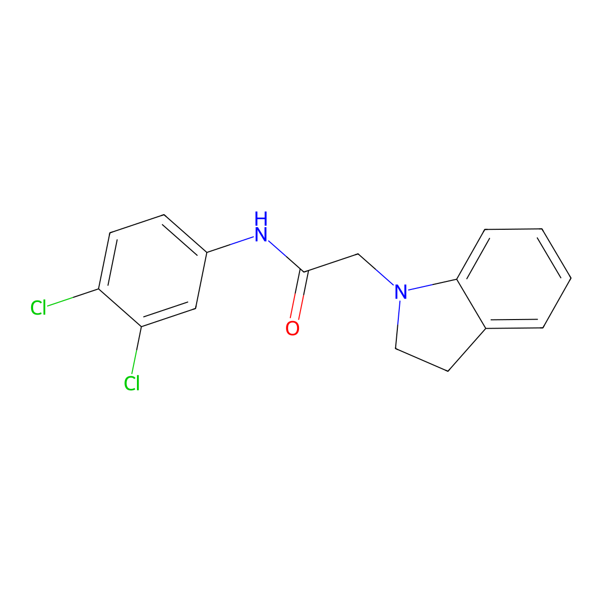 N-(3,4-dichlorophenyl)-2-(2,3-dihydro-1H-indol-1-yl)acetamide molecular structure, CAS 298215-76-6