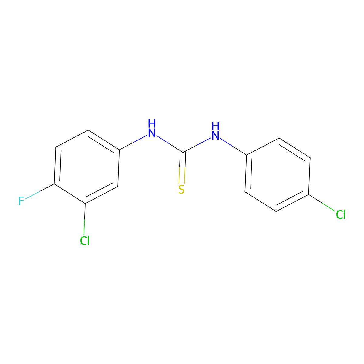 N-(3-chloro-4-fluorophenyl)-N'-(4-chlorophenyl)thiourea molecular structure, CAS 298215-85-7