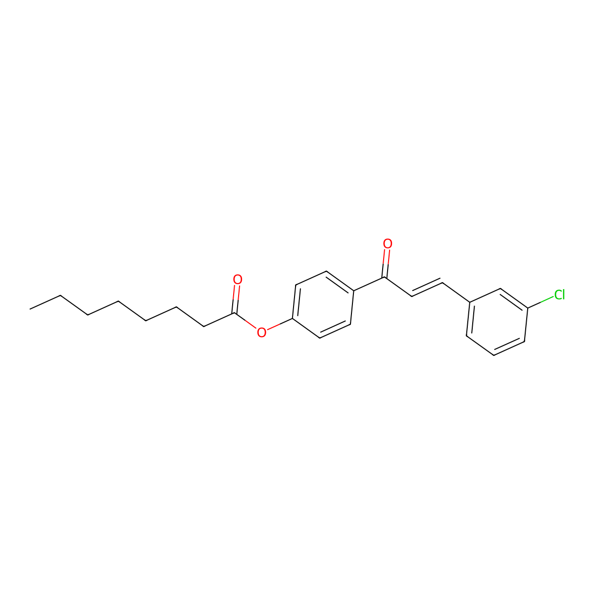 [4-[(E)-3-(3-chlorophenyl)prop-2-enoyl]phenyl] octanoate molecular structure, CAS 298215-96-0