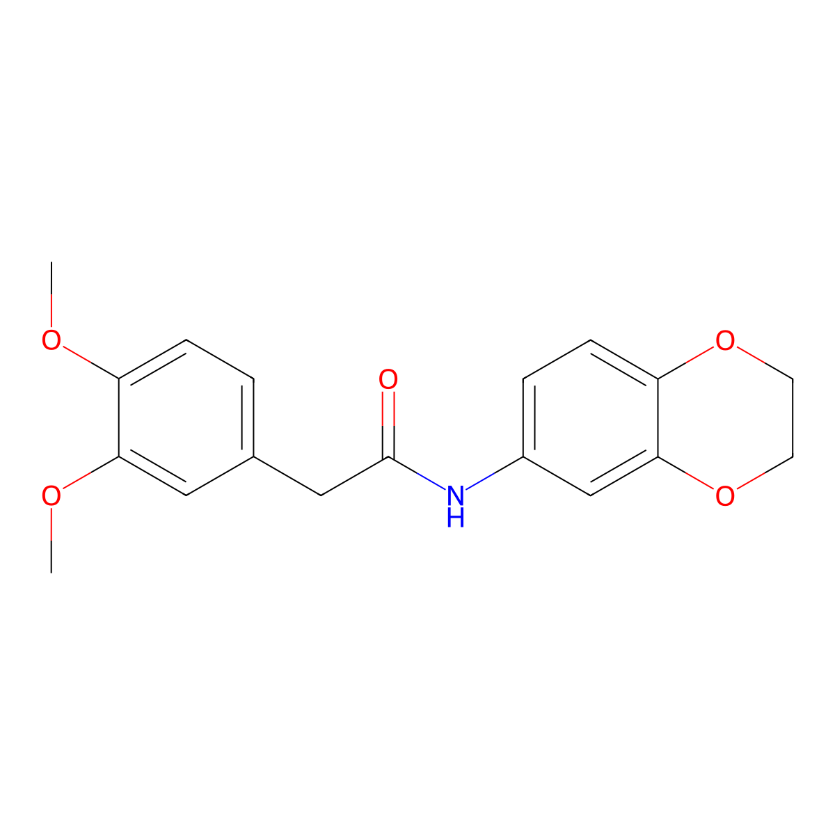N-(2,3-dihydro-1,4-benzodioxin-6-yl)-2-(3,4-dimethoxyphenyl)acetamide molecular structure, CAS 298216-38-3