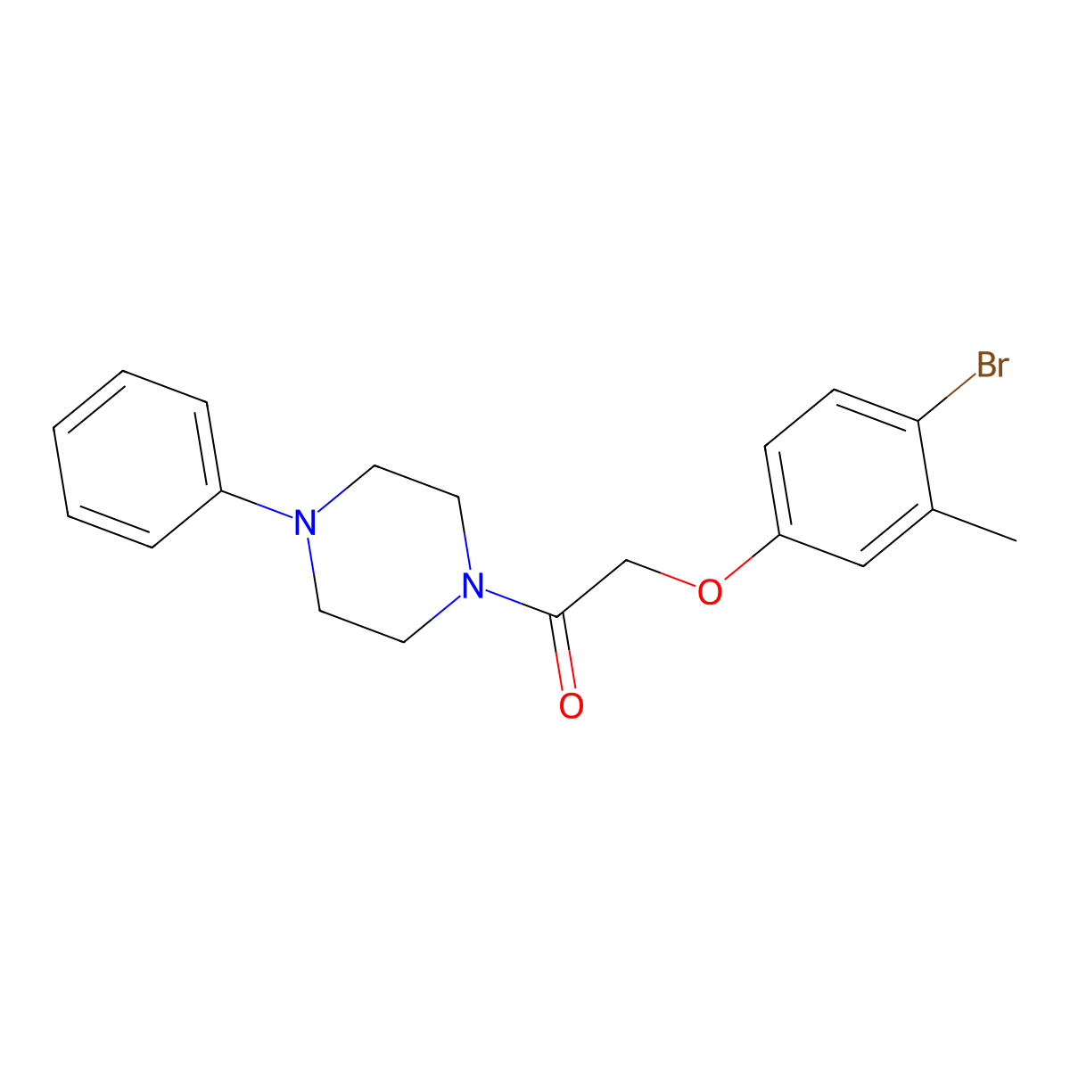 2-(4-Bromo-3-methylphenoxy)-1-(4-phenylpiperazin-1-yl)ethanone molecular structure, CAS 298216-41-8