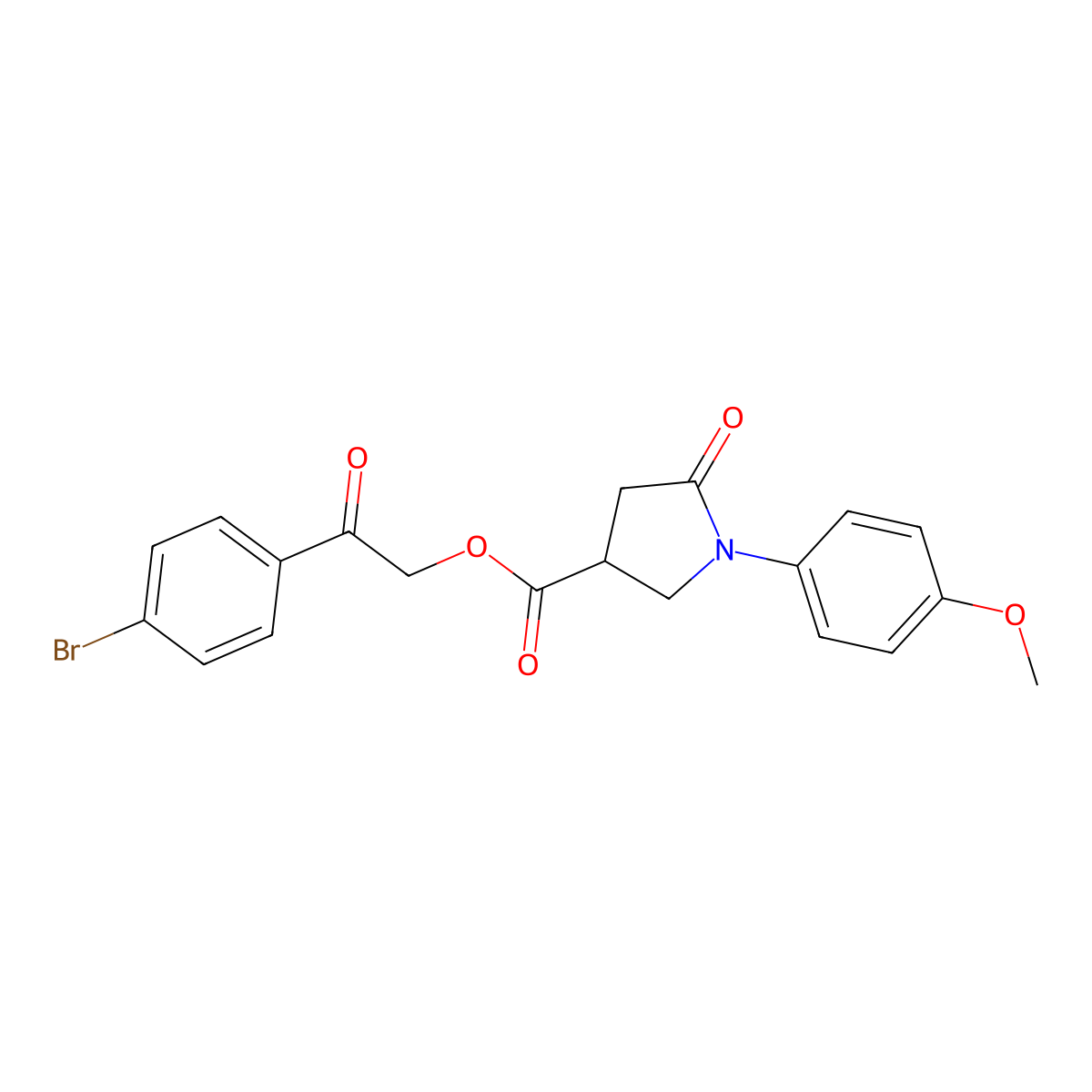 2-(4-Bromophenyl)-2-oxoethyl 1-(4-methoxyphenyl)-5-oxo-3-pyrrolidinecarboxylate molecular structure, CAS 298216-92-9