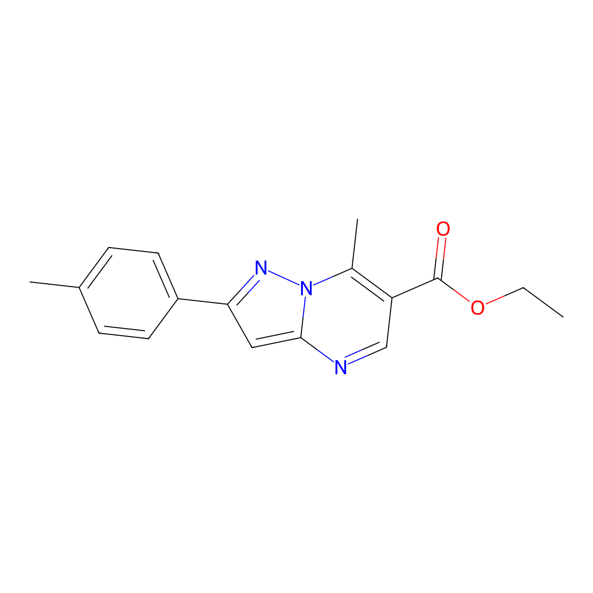 Ethyl 7-methyl-2-(4-methylphenyl)pyrazolo[1,5-a]pyrimidine-6-carboxylate molecular structure, CAS 298216-96-3