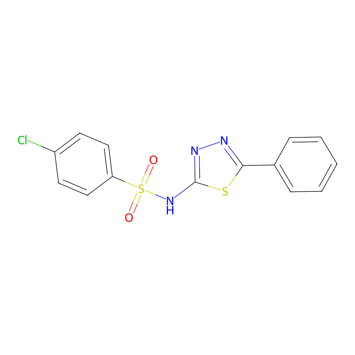 4-chloro-N-(5-phenyl-1,3,4-thiadiazol-2-yl)benzenesulfonamide molecular structure, CAS 298217-09-1