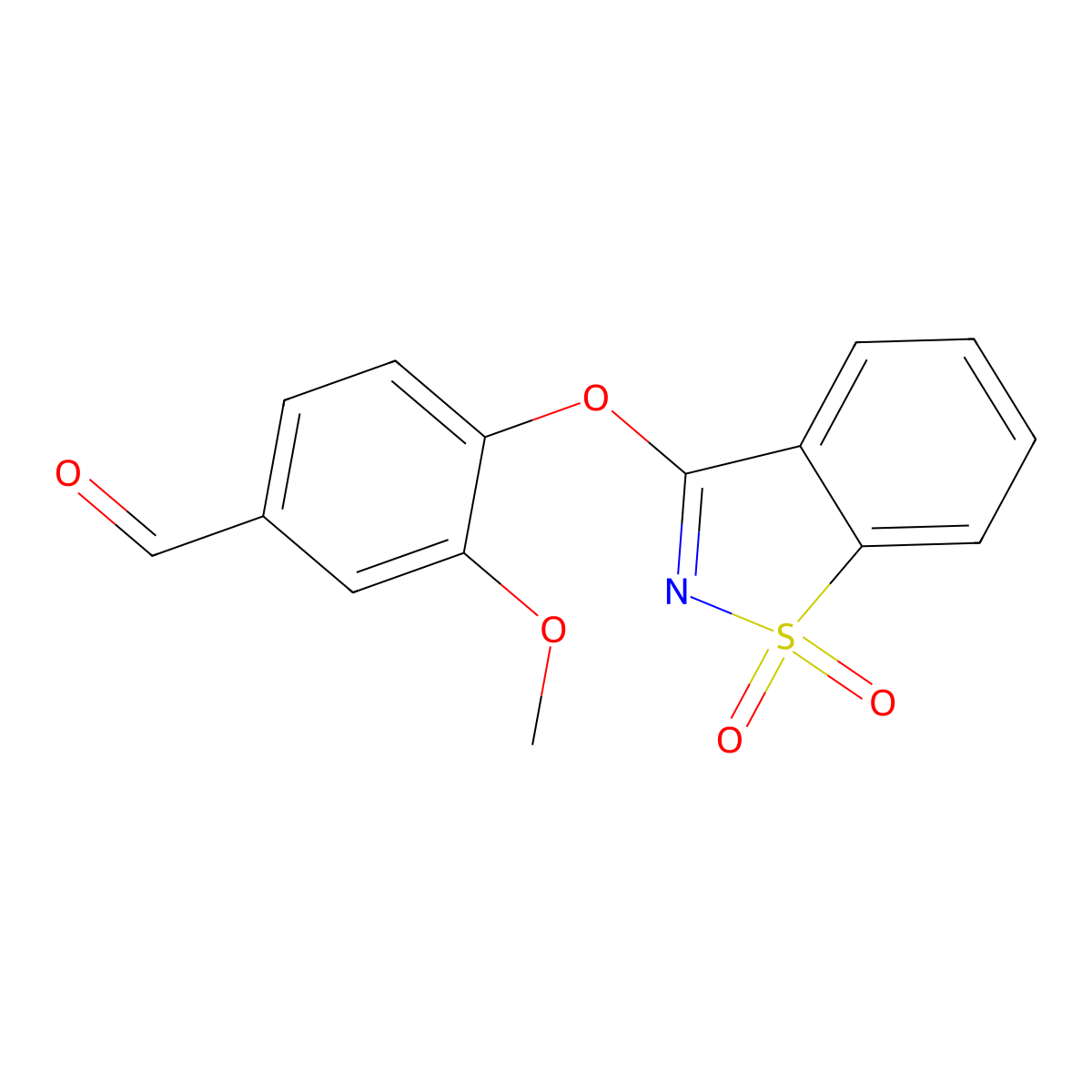 4-[(1,1-Dioxido-1,2-benzothiazol-3-yl)oxy]-3-methoxybenzaldehyde molecular structure, CAS 298217-25-1