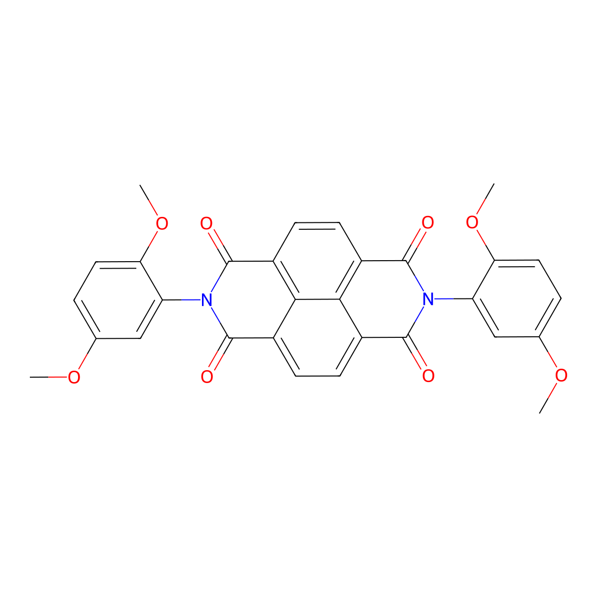 2,7-bis(2,5-dimethoxyphenyl)benzo[lmn][3,8]phenanthroline-1,3,6,8(2H,7H)-tetraone molecular structure, CAS 298217-30-8