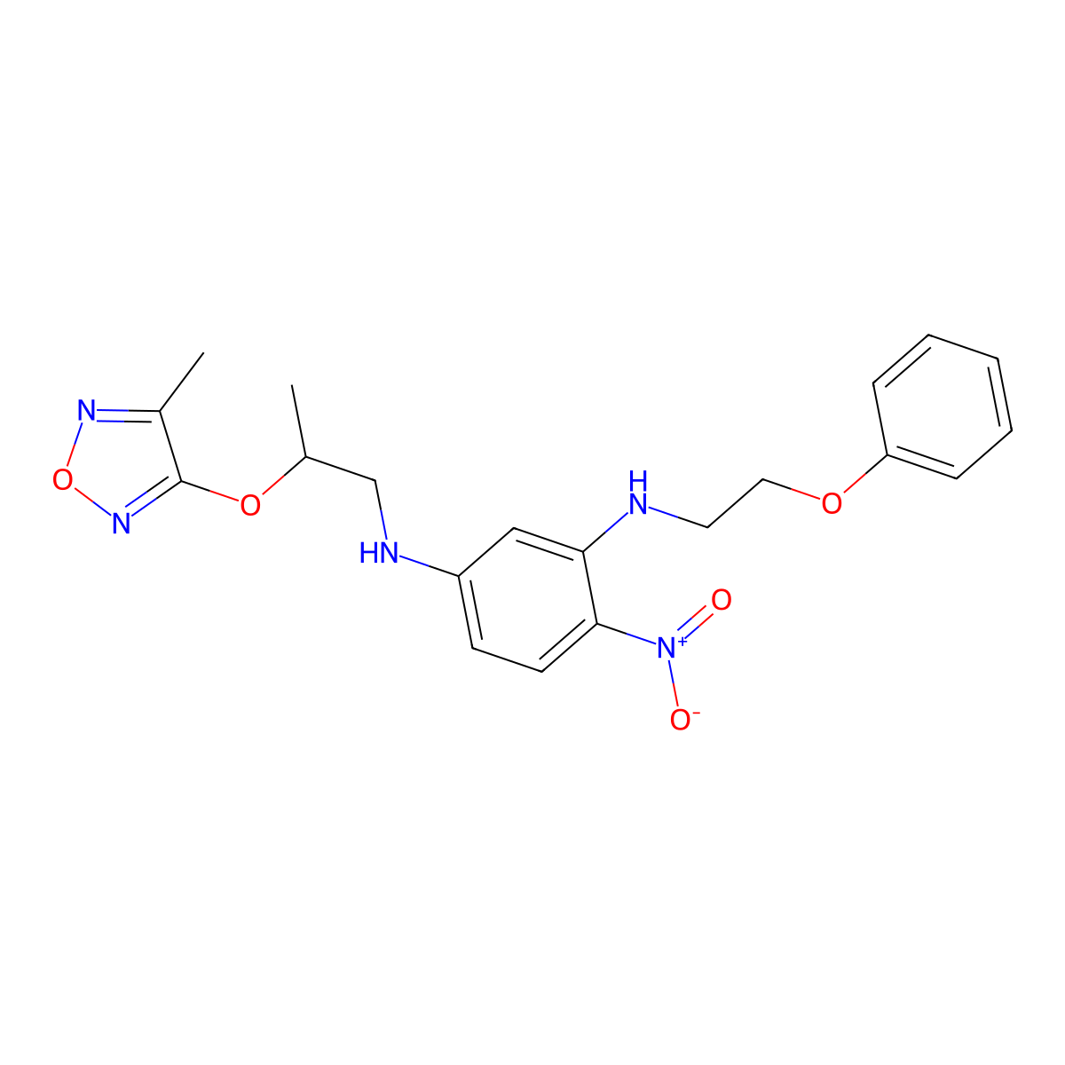 1,3-Benzenediamine, N1-[2-[(4-methyl-1,2,5-oxadiazol-3-yl)oxy]propyl]-4-nitro-N3-(2-phenoxyethyl)- molecular structure, CAS 298217-57-9