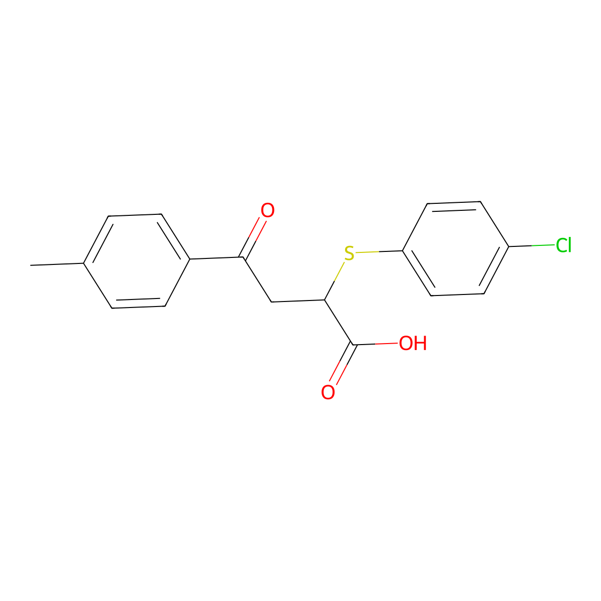 alpha-((4-Chlorophenyl)thio)-4-methyl-gamma-oxobenzenebutanoic acid molecular structure, CAS 298217-66-0