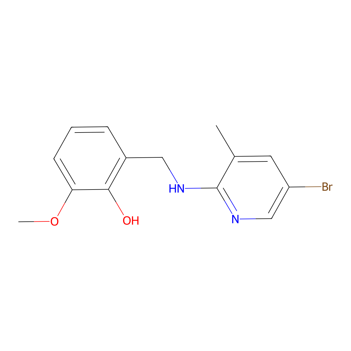 2-(((5-Bromo-3-methyl-2-pyridinyl)amino)methyl)-6-methoxyphenol molecular structure, CAS 298217-68-2