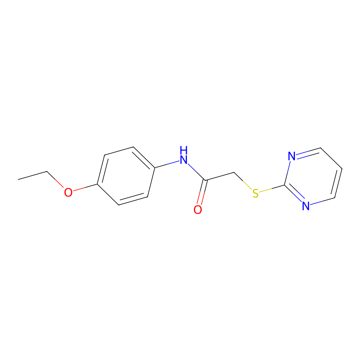 N-(4-Ethoxyphenyl)-2-(2-pyrimidinylthio)acetamide molecular structure, CAS 298217-70-6
