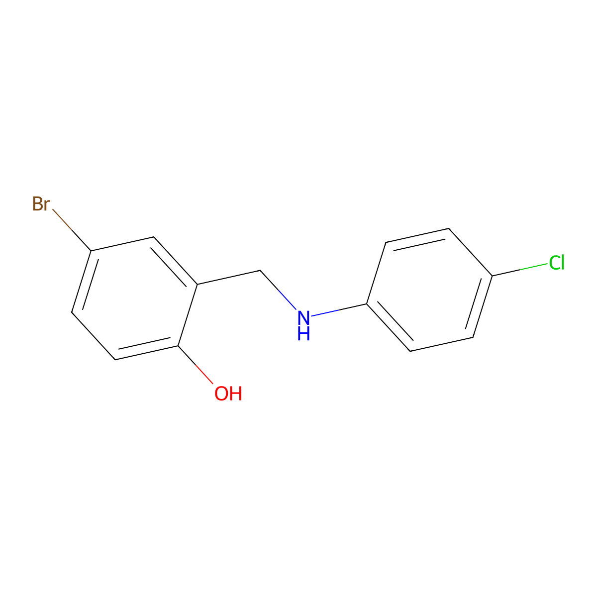 4-Bromo-2-{[(4-chlorophenyl)amino]methyl}phenol molecular structure, CAS 298217-75-1