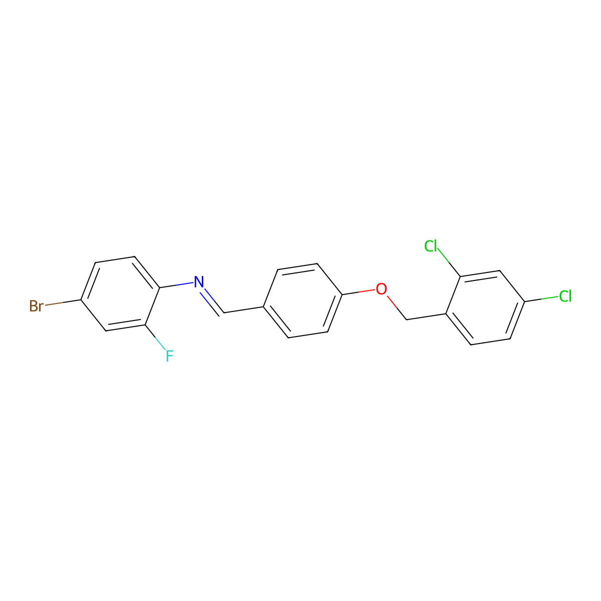 4-Bromo-N-((4-((2,4-dichlorobenzyl)oxy)phenyl)methylene)-2-fluoroaniline molecular structure, CAS 298217-76-2