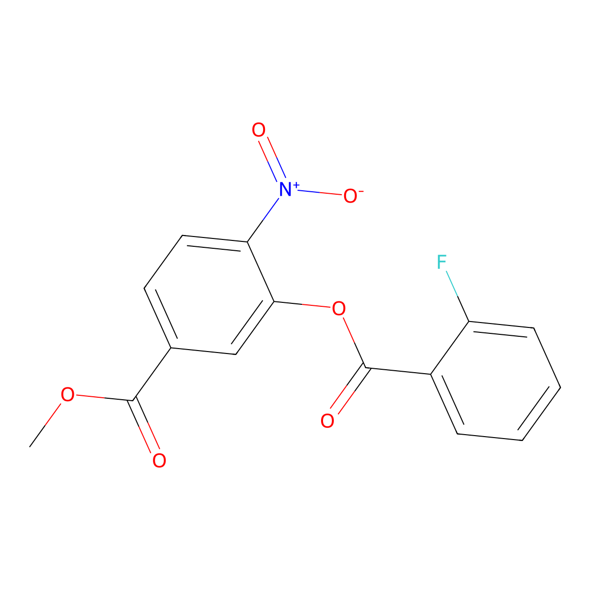 Methyl 3-[(2-fluorobenzoyl)oxy]-4-nitrobenzenecarboxylate molecular structure, CAS 298217-78-4