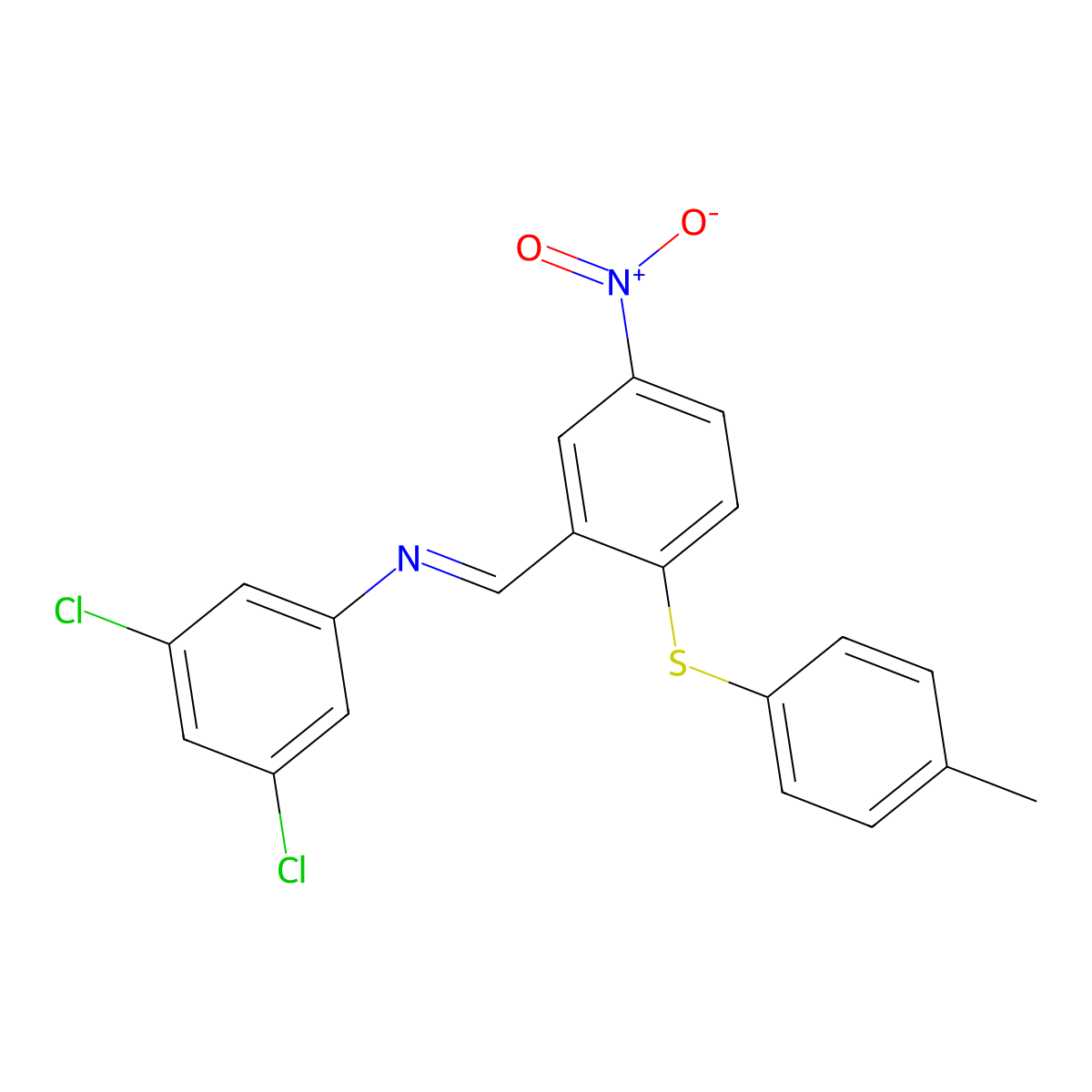3,5-dichloro-N-({2-[(4-methylphenyl)sulfanyl]-5-nitrophenyl}methylene)aniline molecular structure, CAS 298217-81-9