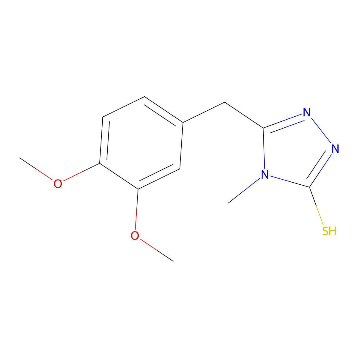 5-((3,4-Dimethoxyphenyl)methyl)-2,4-dihydro-4-methyl-3H-1,2,4-triazole-3-thione molecular structure, CAS 298217-88-6