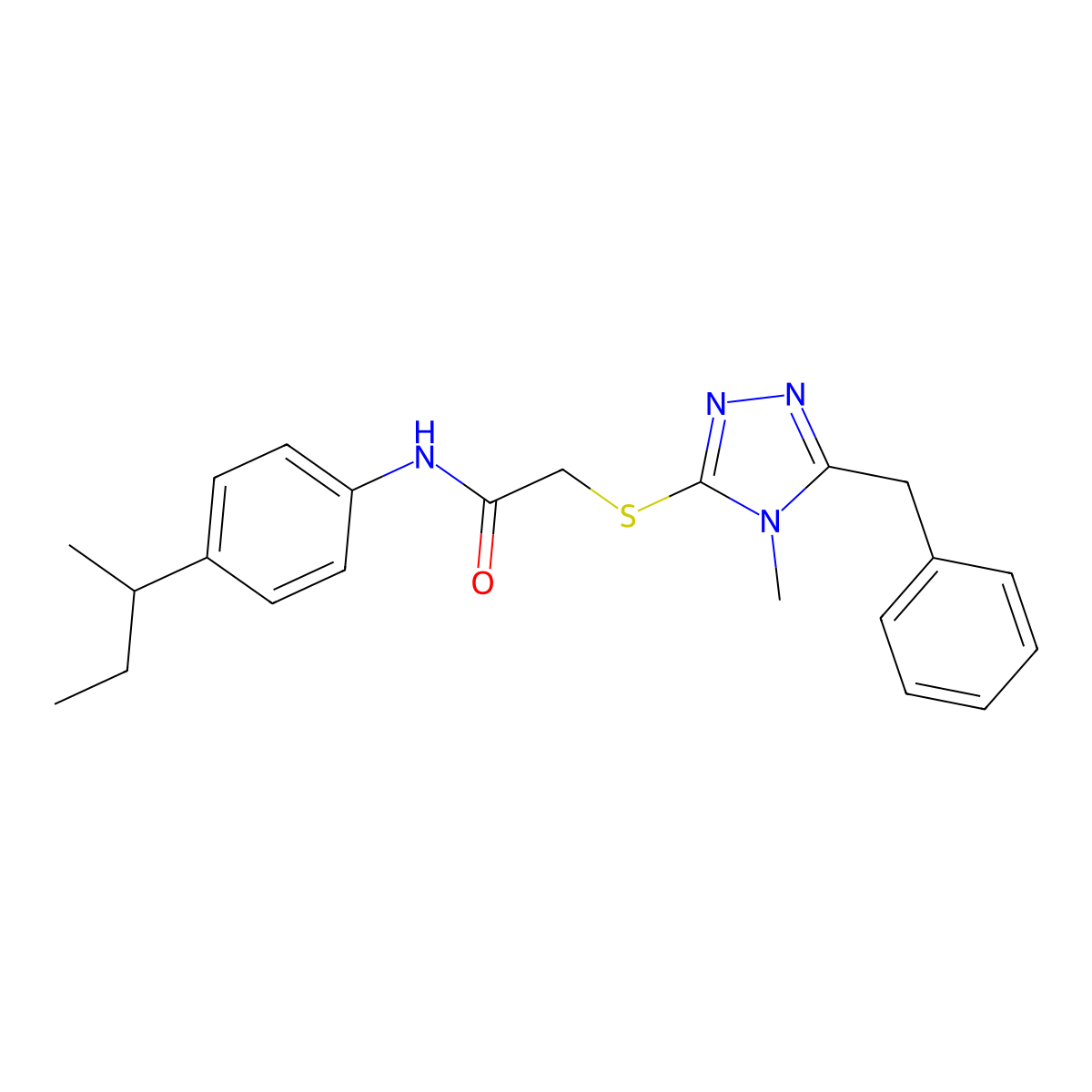 2-[(5-benzyl-4-methyl-1,2,4-triazol-3-yl)sulfanyl]-N-(4-butan-2-ylphenyl)acetamide molecular structure, CAS 298217-93-3