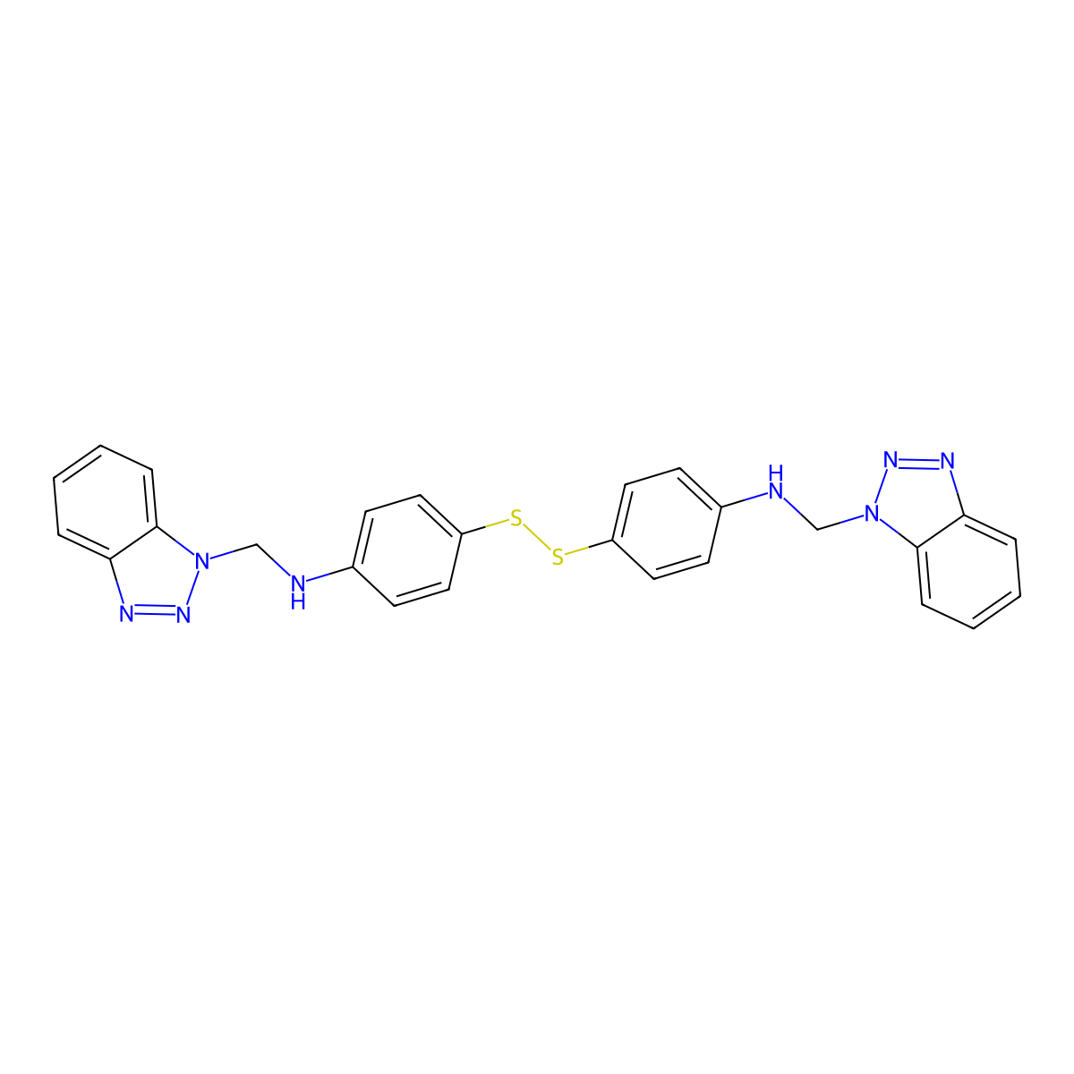 N-(benzotriazol-1-ylmethyl)-4-[[4-(benzotriazol-1-ylmethylamino)phenyl]disulfanyl]aniline molecular structure, CAS 298217-95-5