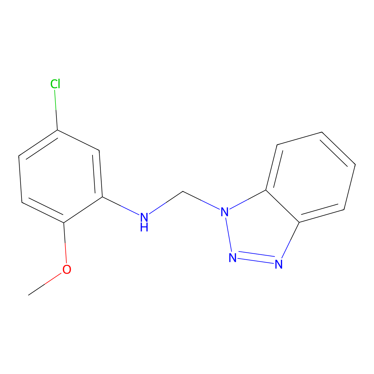 N-(1H-benzotriazol-1-ylmethyl)-5-chloro-2-methoxyaniline molecular structure, CAS 298217-97-7