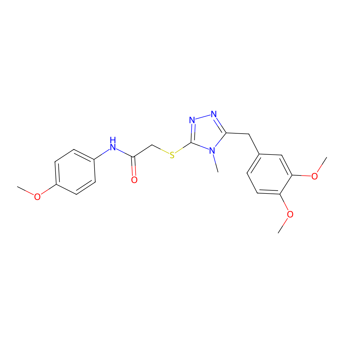 2-((5-((3,4-Dimethoxyphenyl)methyl)-4-methyl-4H-1,2,4-triazol-3-yl)thio)-N-(4-methoxyphenyl)acetamide molecular structure, CAS 298217-98-8