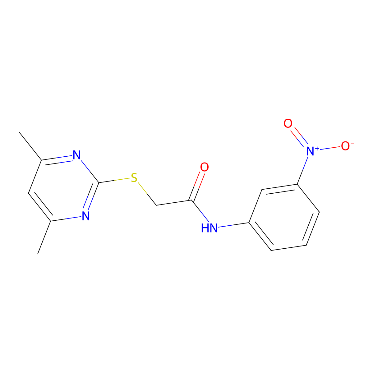 2-[(4,6-dimethylpyrimidin-2-yl)sulfanyl]-N-(3-nitrophenyl)acetamide molecular structure, CAS 298218-02-7
