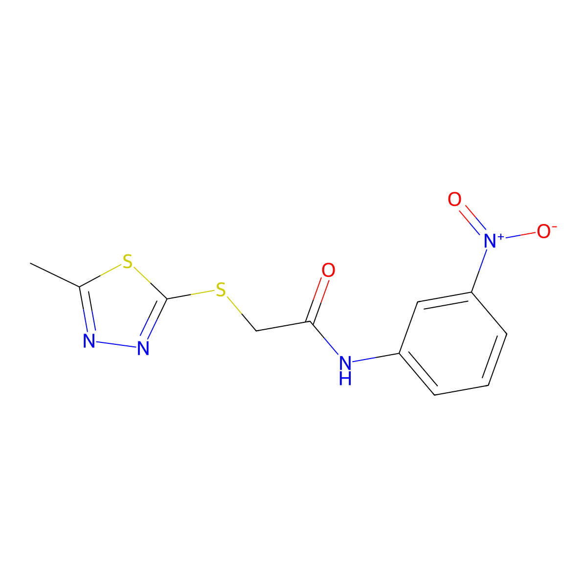 2-[(5-methyl-1,3,4-thiadiazol-2-yl)sulfanyl]-N-(3-nitrophenyl)acetamide molecular structure, CAS 298218-04-9