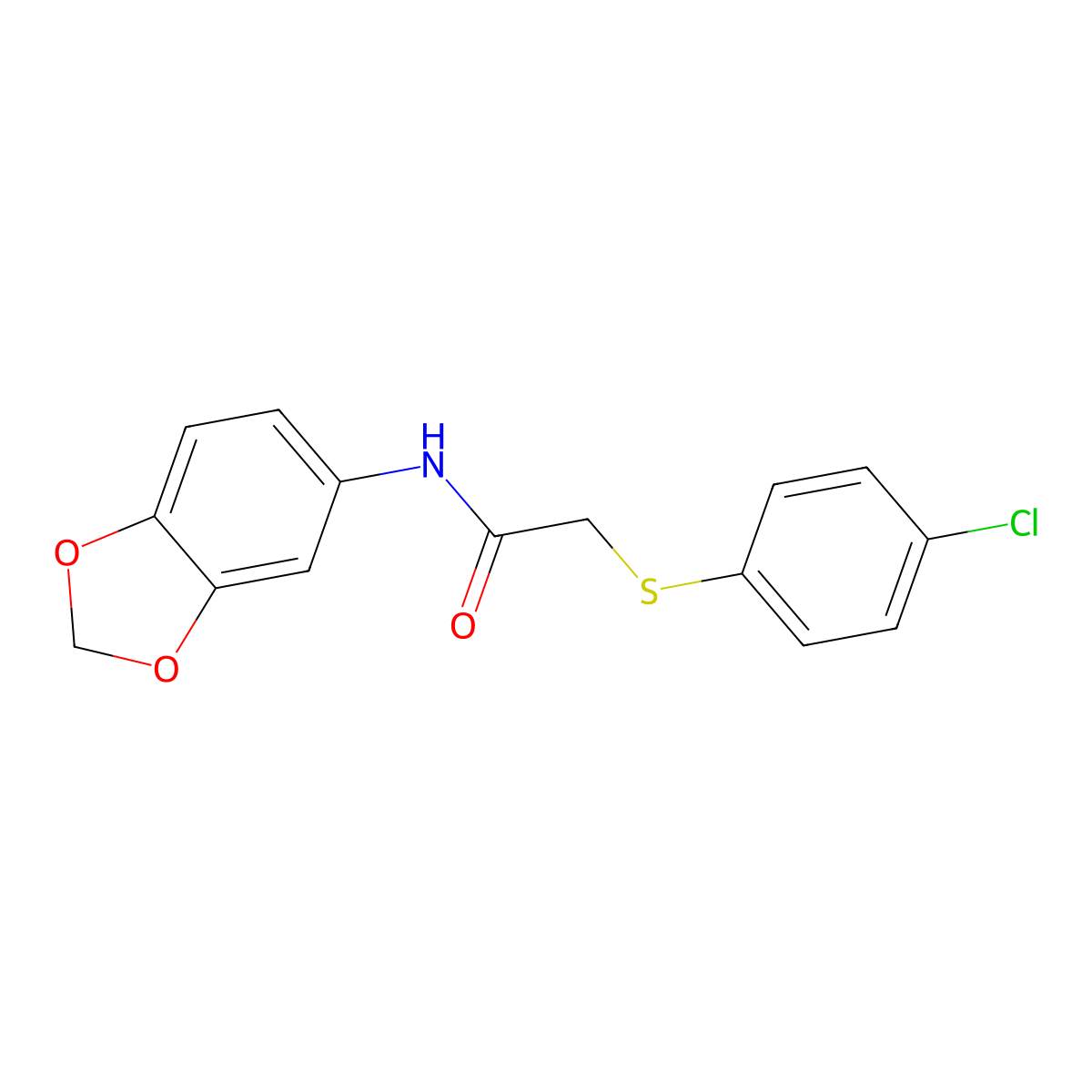 N-(1,3-benzodioxol-5-yl)-2-[(4-chlorophenyl)sulfanyl]acetamide molecular structure, CAS 298218-05-0