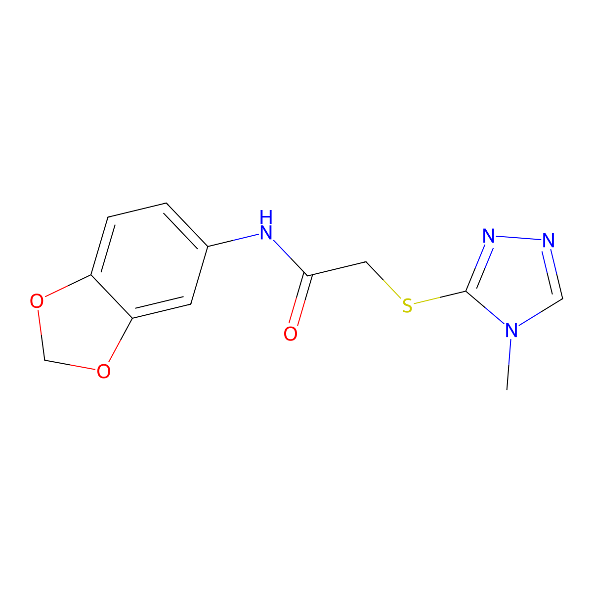 N-(1,3-benzodioxol-5-yl)-2-[(4-methyl-4H-1,2,4-triazol-3-yl)sulfanyl]acetamide molecular structure, CAS 298218-06-1