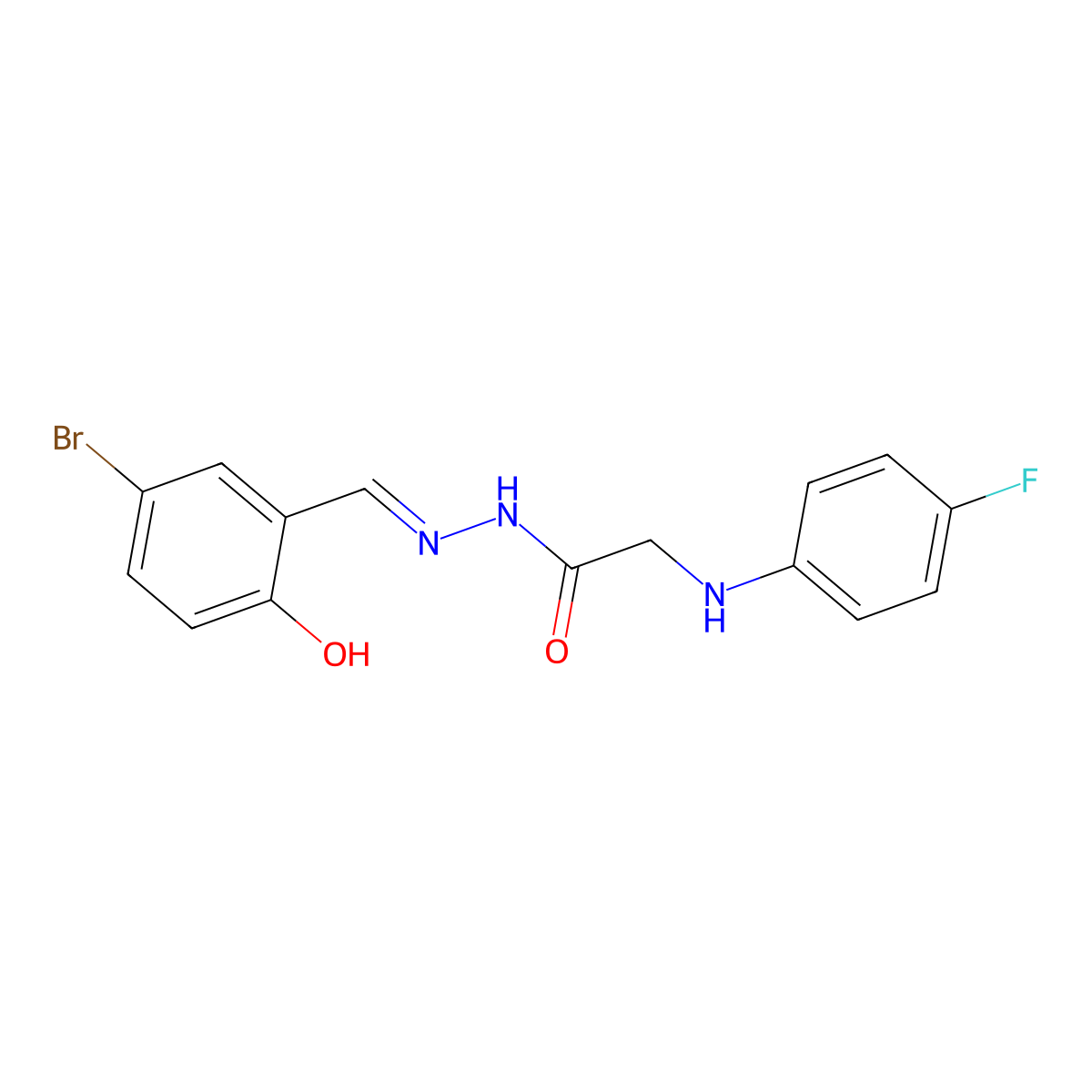N'-[(1E)-(5-bromo-2-hydroxyphenyl)methylidene]-2-[(4-fluorophenyl)amino]acetohydrazide molecular structure, CAS 298218-11-8