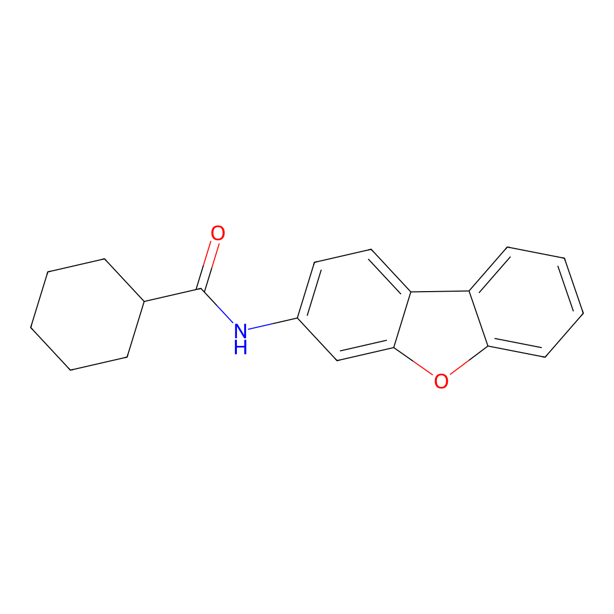 N-dibenzofuran-3-ylcyclohexanecarboxamide molecular structure, CAS 298219-76-8