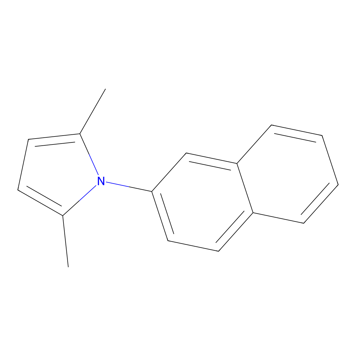 2,5-dimethyl-1-(naphthalen-2-yl)-1H-pyrrole molecular structure, CAS 298219-83-7