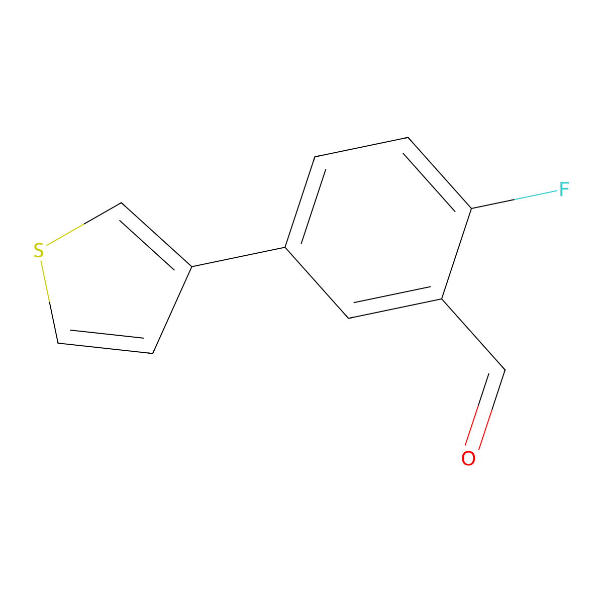 2-Fluoro-5-(thiophen-3-yl)benzaldehyde molecular structure, CAS 298220-85-6