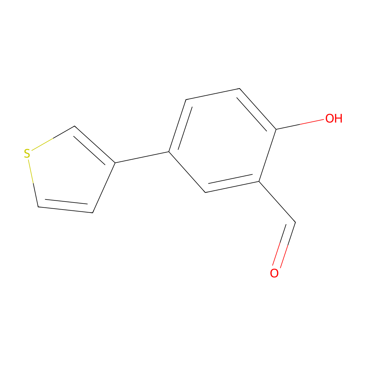 2-Hydroxy-5-(3-thienyl)benzaldehyde molecular structure, CAS 298220-86-7