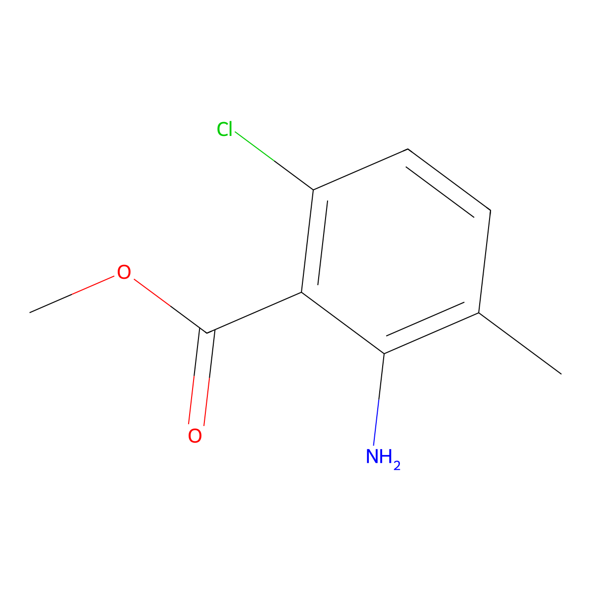 Methyl 2-amino-6-chloro-3-methylbenzoate molecular structure, CAS 298221-40-6