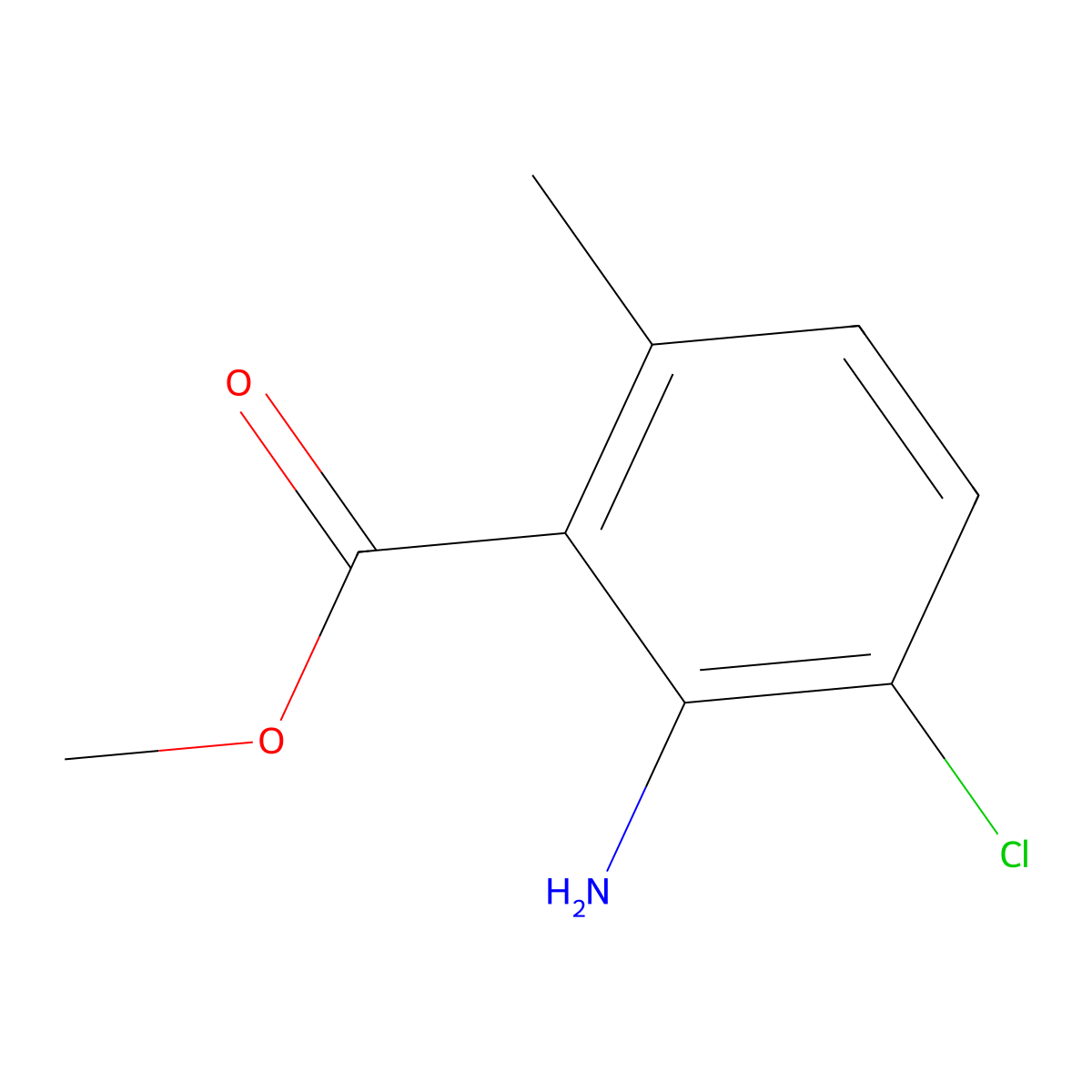 Methyl 2-amino-3-chloro-6-methylbenzoate molecular structure, CAS 298221-53-1