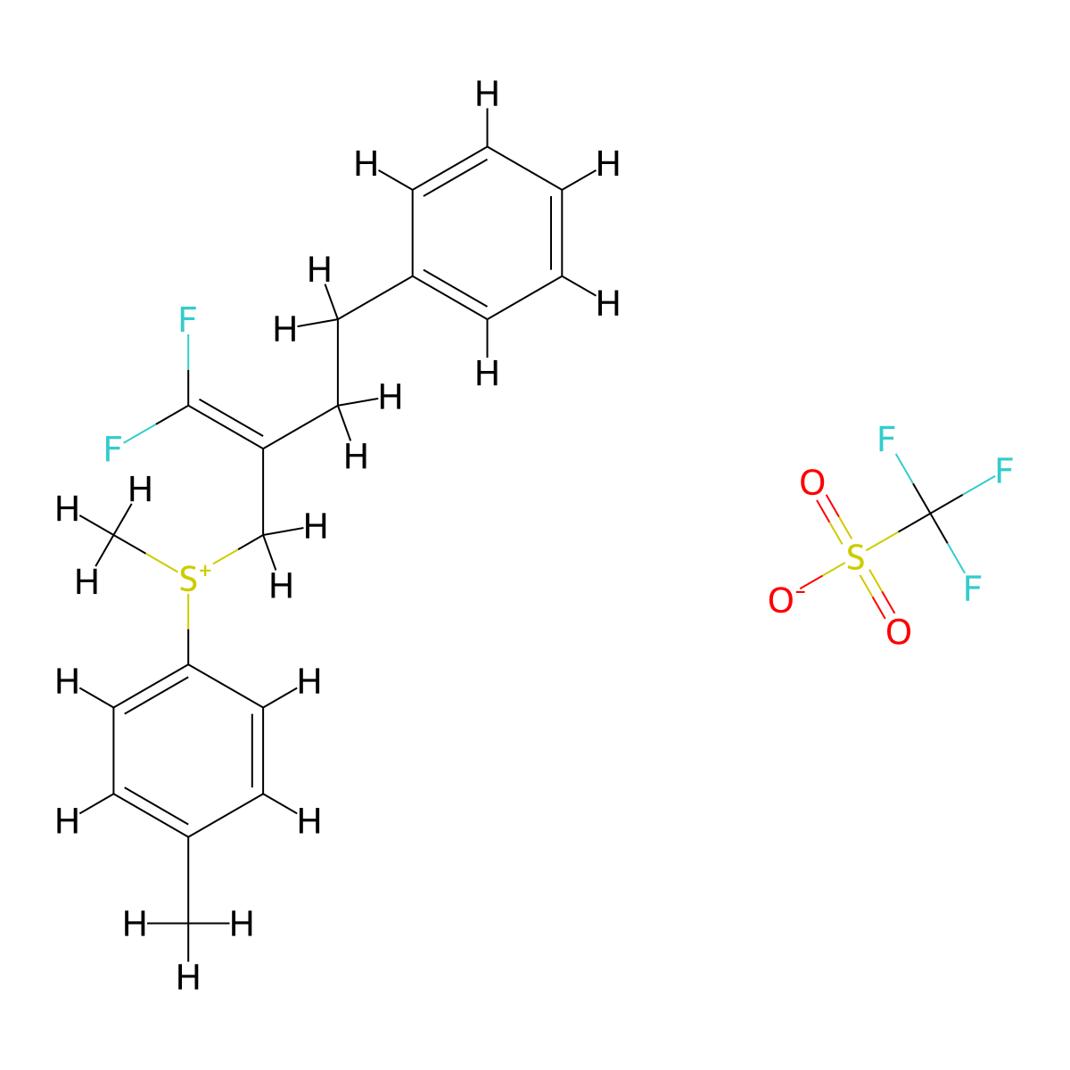 (2-(Difluoromethylene)-4-phenylbutyl)(methyl)(P-tolyl)sulfonium trifluoromethanesulfonate molecular structure, CAS 2982242-12-4