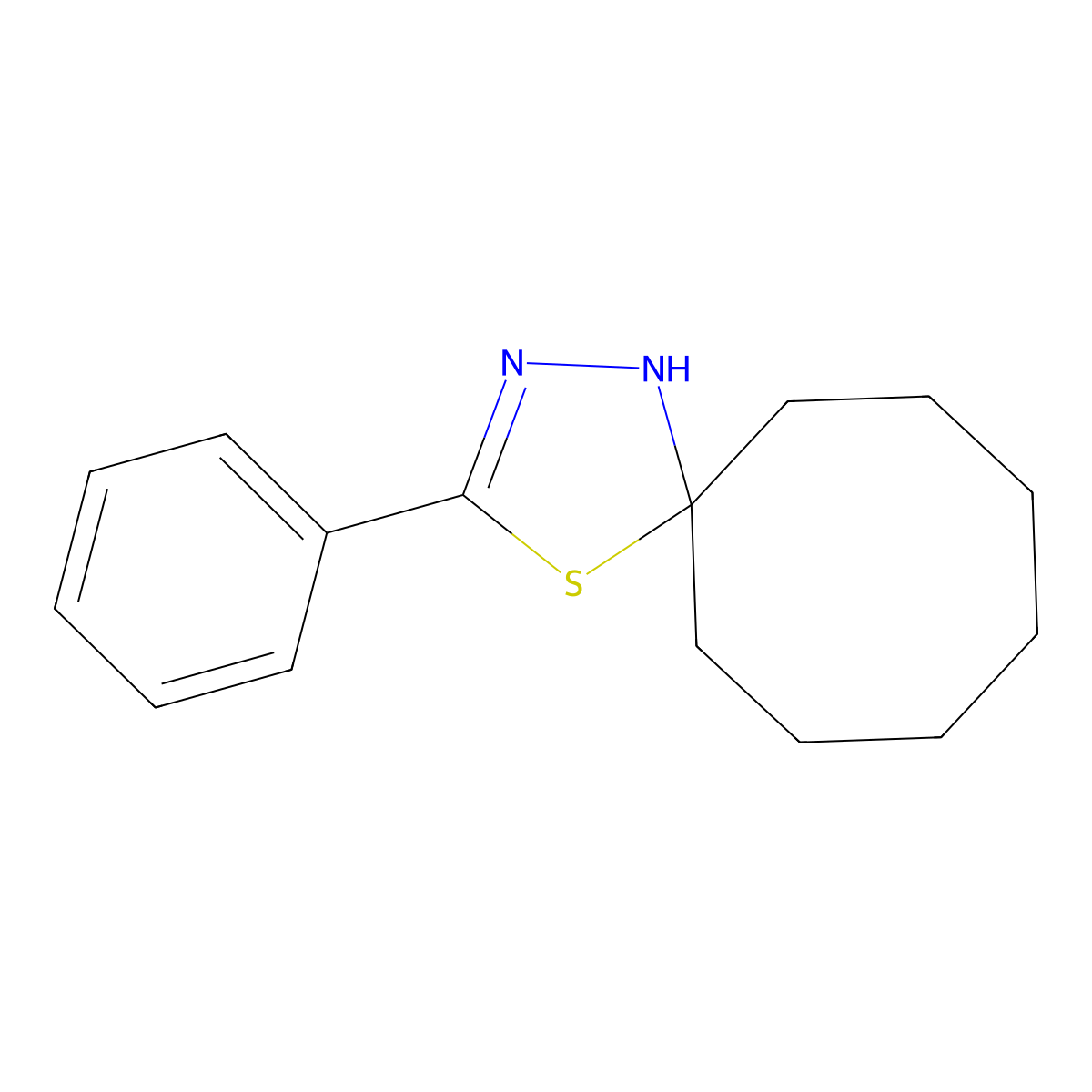 2-Phenyl-1-thia-3,4-diazaspiro[4.7]dodec-2-ene molecular structure, CAS 298231-01-3