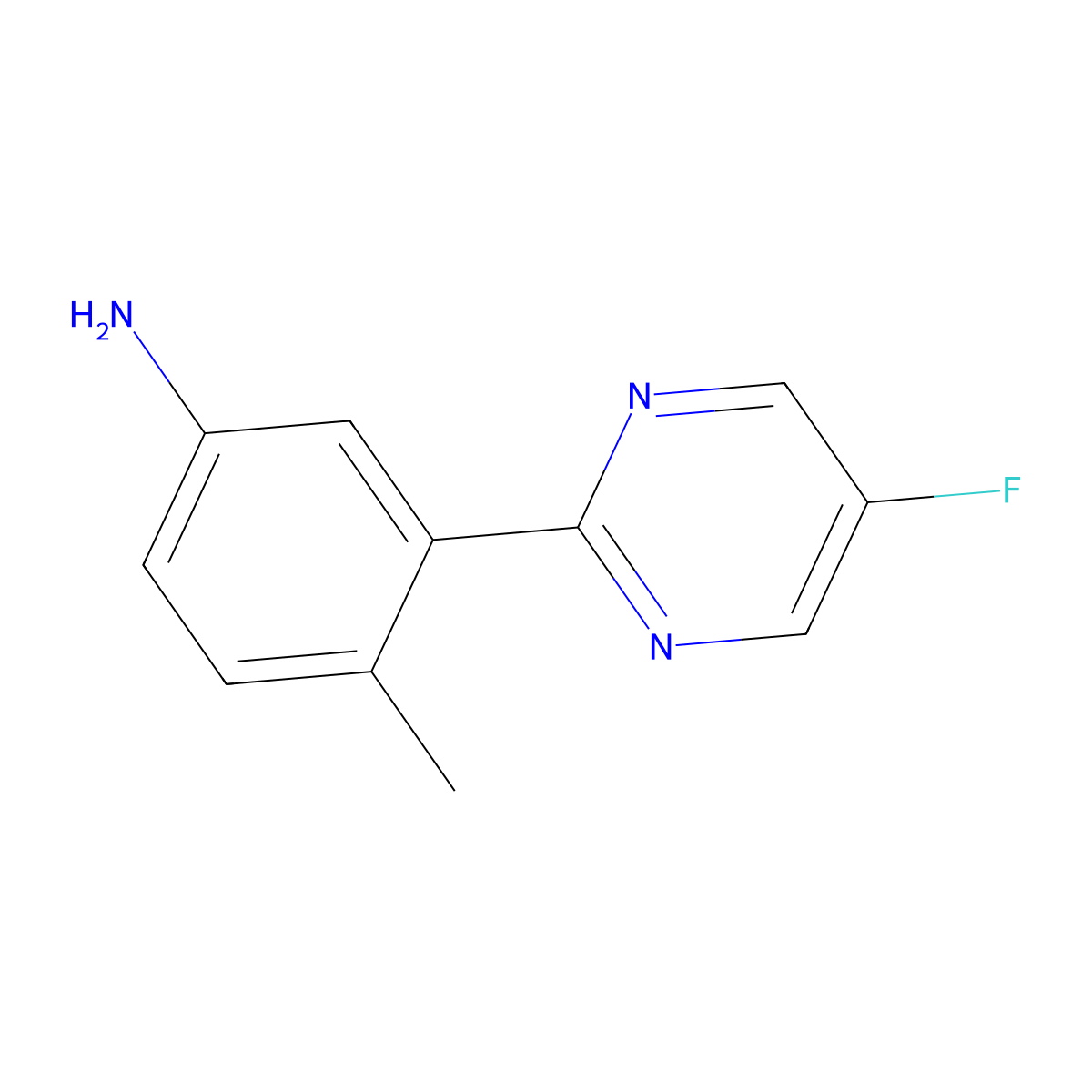 3-(5-Fluoropyrimidin-2-yl)-4-methylaniline molecular structure, CAS 2982687-39-6