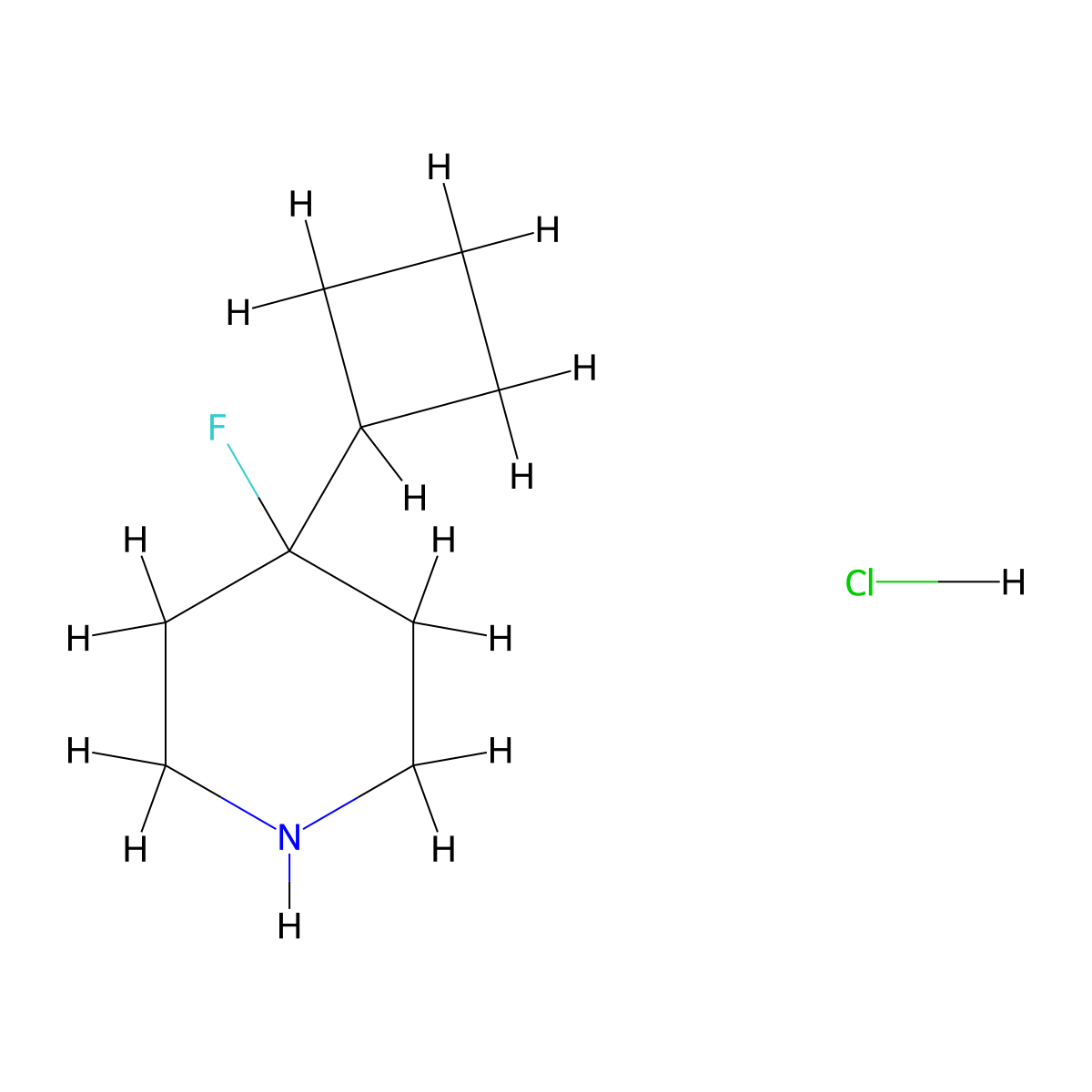 4-Cyclobutyl-4-fluoropiperidine hydrochloride molecular structure, CAS 2982741-00-2