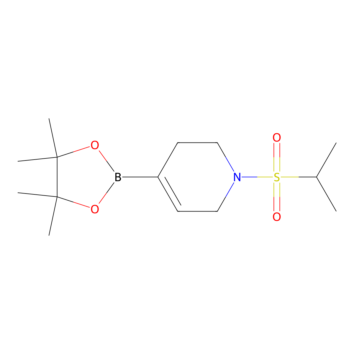 1-(Isopropylsulfonyl)-4-(4,4,5,5-tetramethyl-1,3,2-dioxaborolan-2-yl)-1,2,3,6-tetrahydropyridine molecular structure, CAS 2982951-09-5
