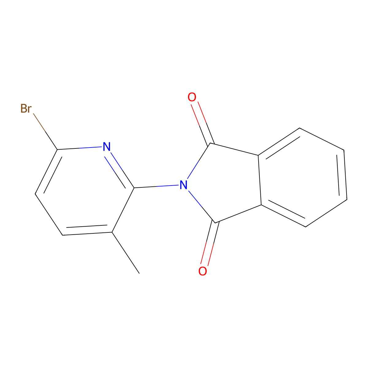 2-(6-Bromo-3-methylpyridin-2-yl)isoindoline-1,3-dione molecular structure, CAS 2982989-93-3