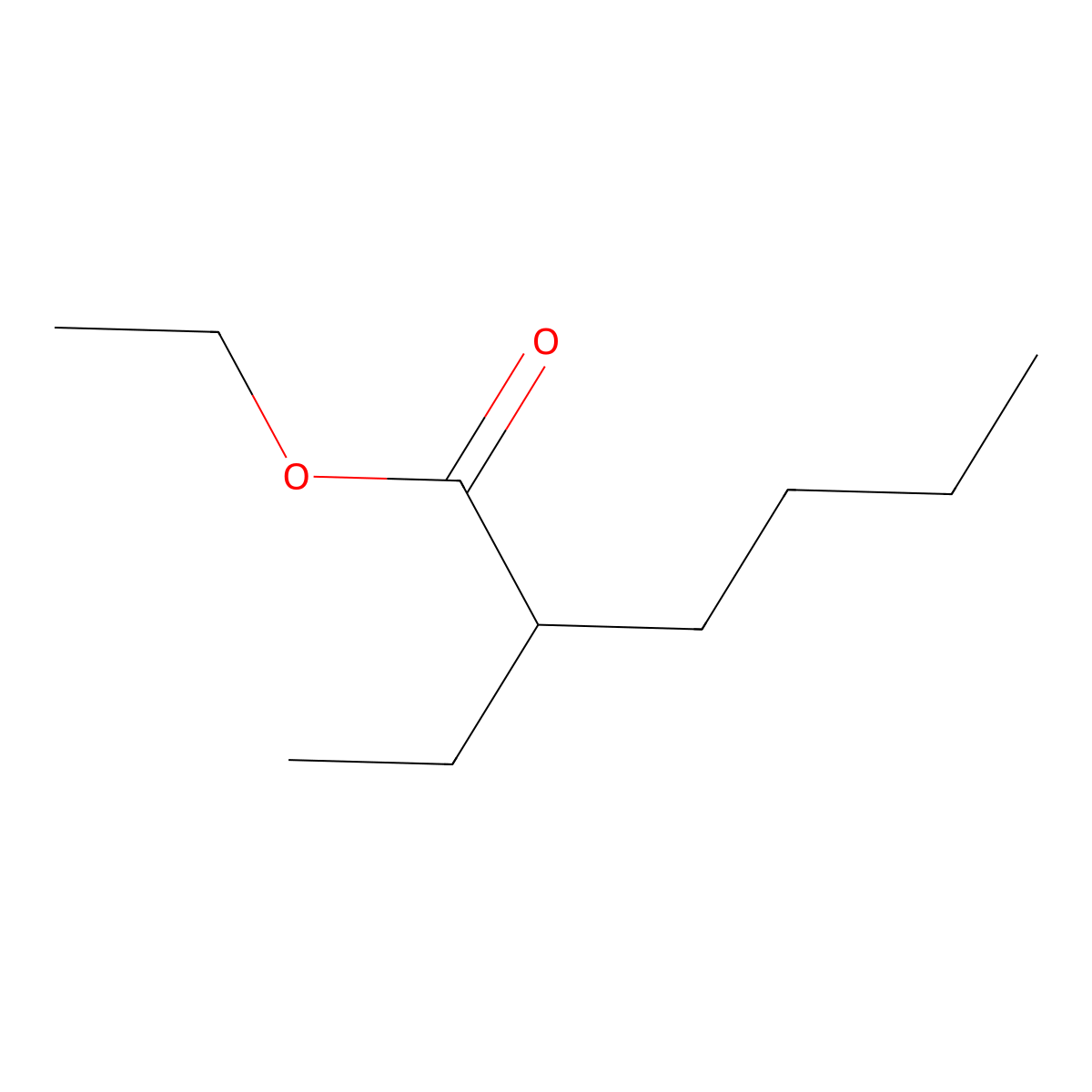 Ethyl 2-ethylhexanoate molecular structure, CAS 2983-37-1
