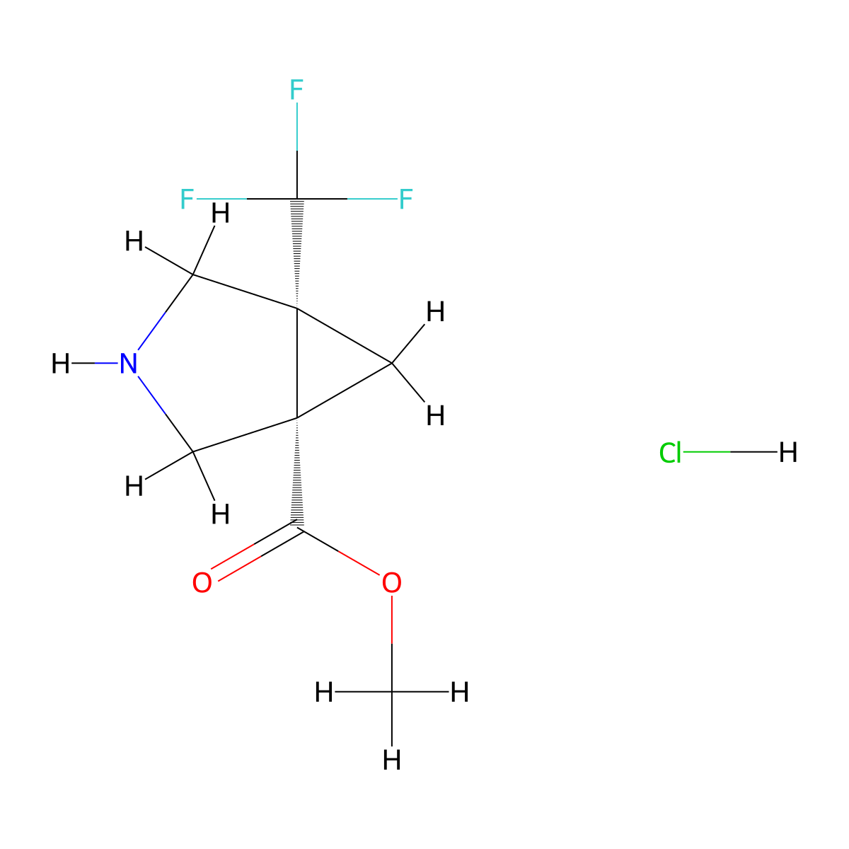 Methyl (1S,5R)-5-(trifluoromethyl)-3-azabicyclo[3.1.0]hexane-1-carboxylate hydrochloride molecular structure, CAS 2983032-91-1
