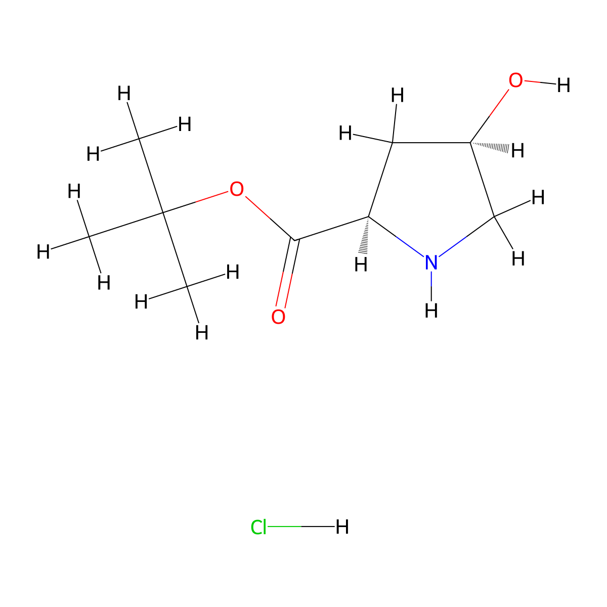 Tert-butyl (2R,4R)-4-hydroxypyrrolidine-2-carboxylate hydrochloride molecular structure, CAS 2983033-09-4