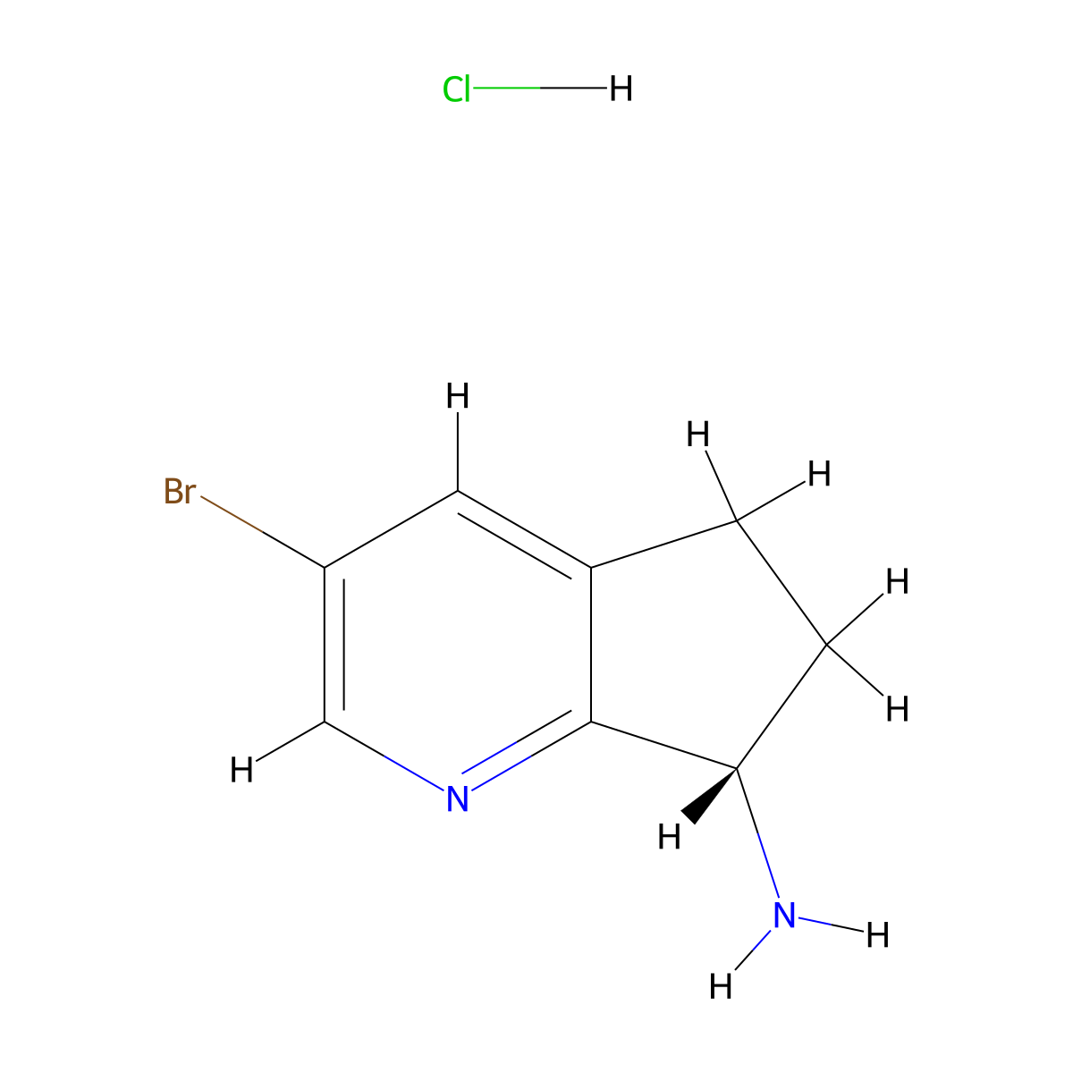 (7S)-3-Bromo-6,7-dihydro-5H-cyclopenta[B]pyridin-7-amine hydrochloride molecular structure, CAS 2983033-67-4