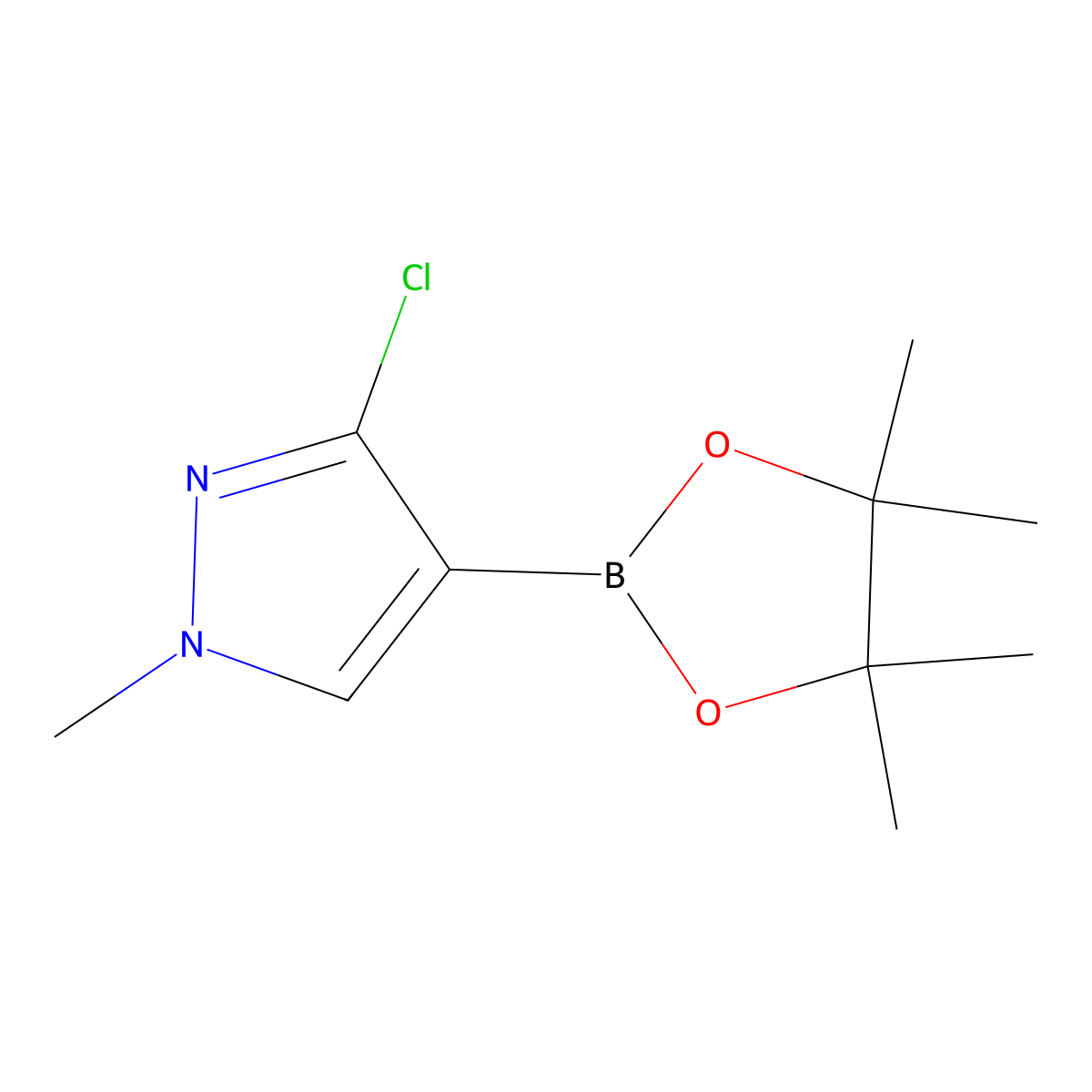 3-Chloro-1-methyl-4-(4,4,5,5-tetramethyl-1,3,2-dioxaborolan-2-YL)-1H-pyrazole molecular structure, CAS 2983137-28-4