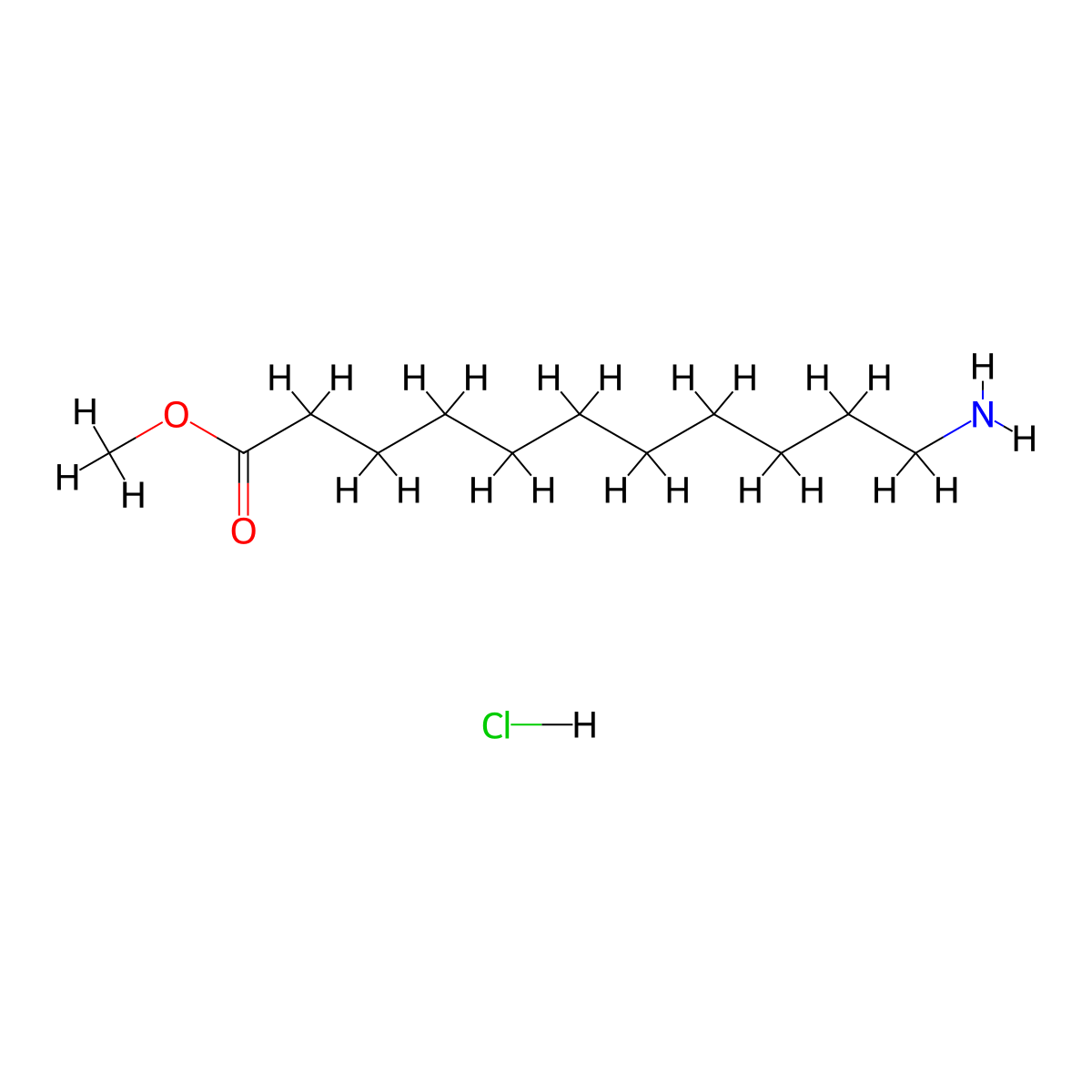 Methyl 11-aminoundecanoate hydrochloride molecular structure, CAS 29833-32-7