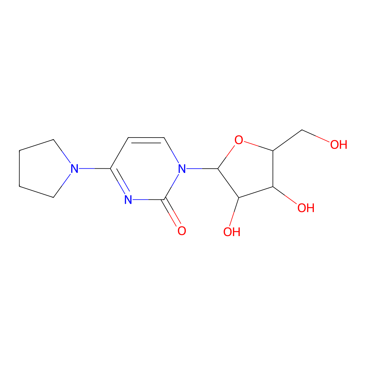 1-[3,4-Dihydroxy-5-(hydroxymethyl)oxolan-2-yl]-4-pyrrolidin-1-ylpyrimidin-2-one molecular structure, CAS 29834-86-4