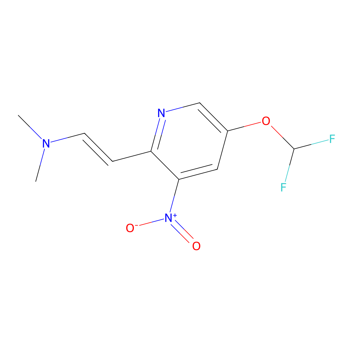 [2-(5-Difluoromethoxy-3-nitro-pyridin-2-yl)-vinyl]-dimethyl-amine molecular structure, CAS 2983429-90-7